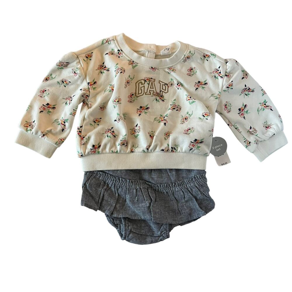 NEW Baby Gap Logo Floral Chambray Set